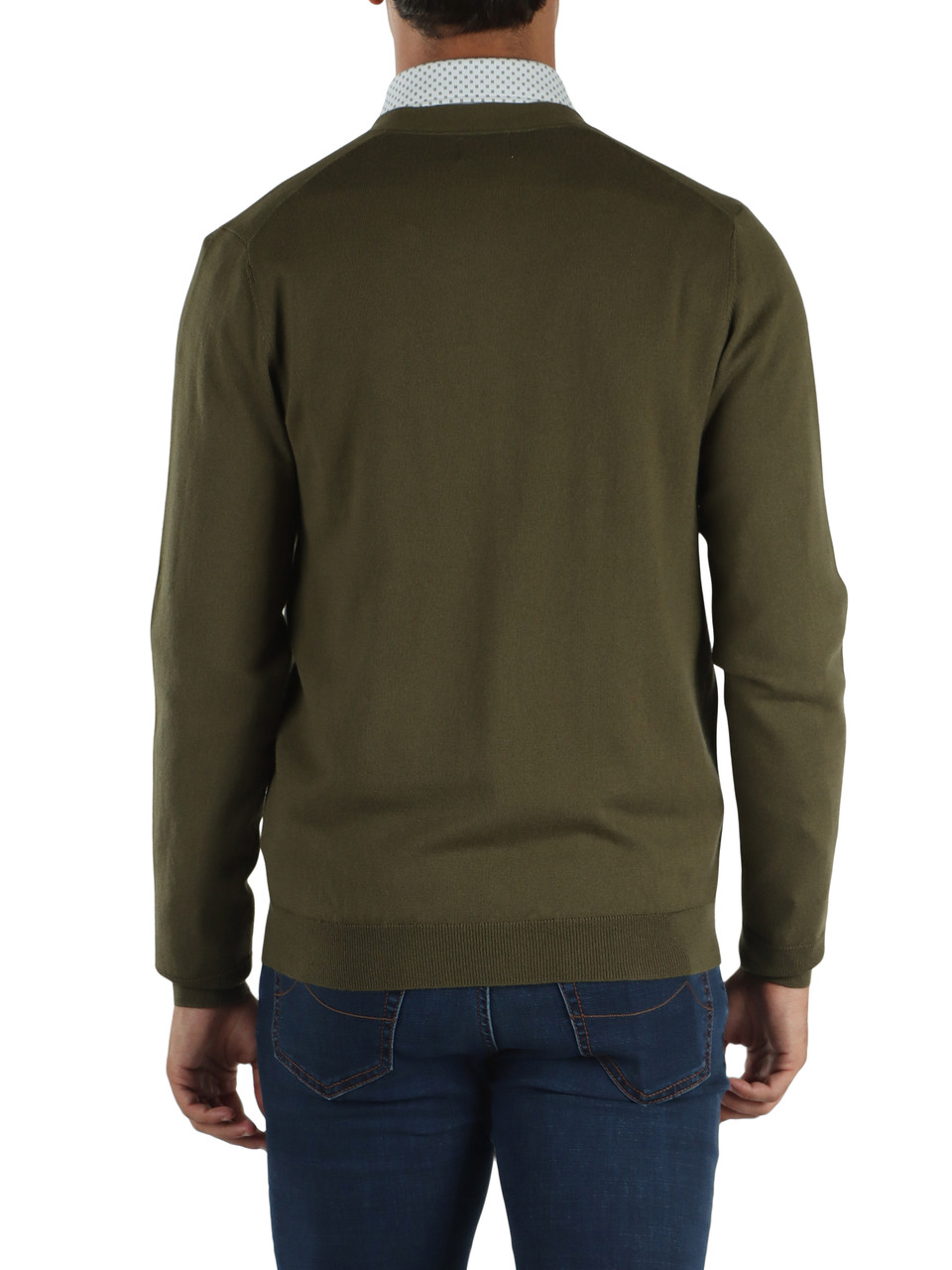 VERDE MILITARE | Cardigan in lana merino e cotone