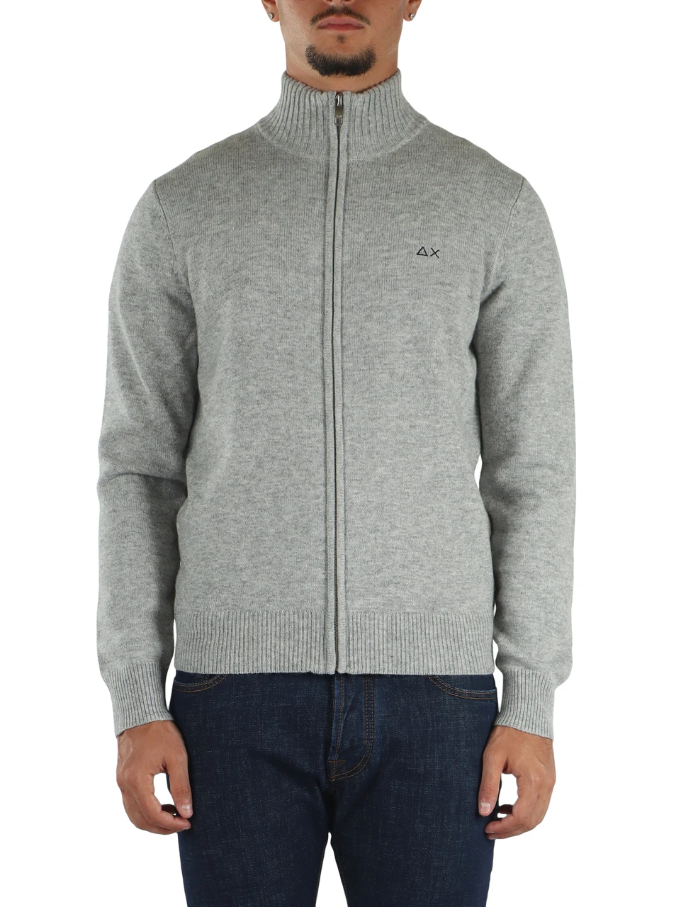 GRIGIO CHIARO | Cardigan con zip in misto lana merino e cashmere