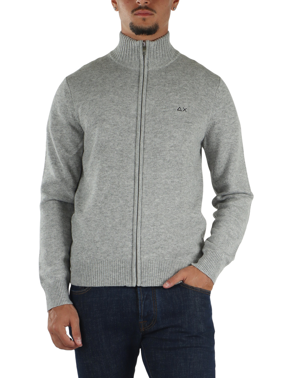 GRIGIO CHIARO | Cardigan con zip in misto lana merino e cashmere