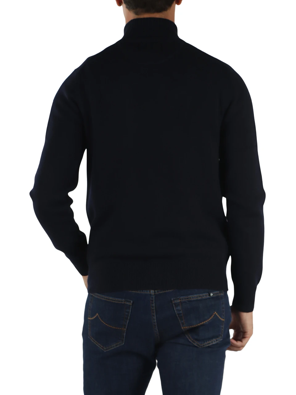 BLU SCURO | Cardigan con zip in misto lana merino e cashmere