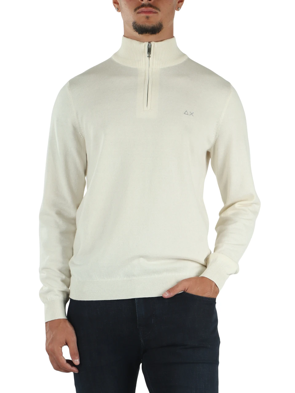 PANNA | Maglia mezza zip in lana merino e cotone