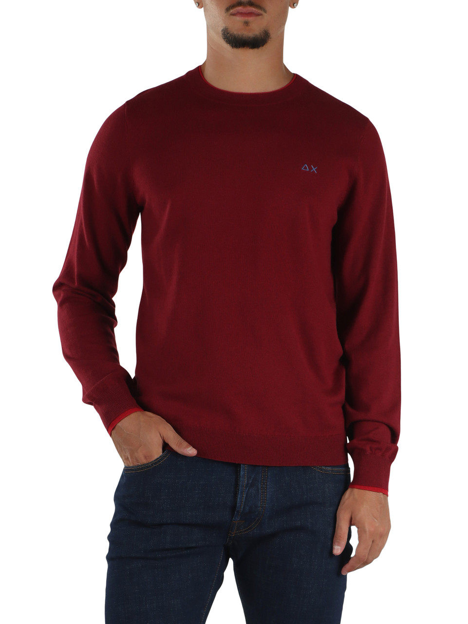 BORDEAUX | Maglia girocollo in lana merino e cotone