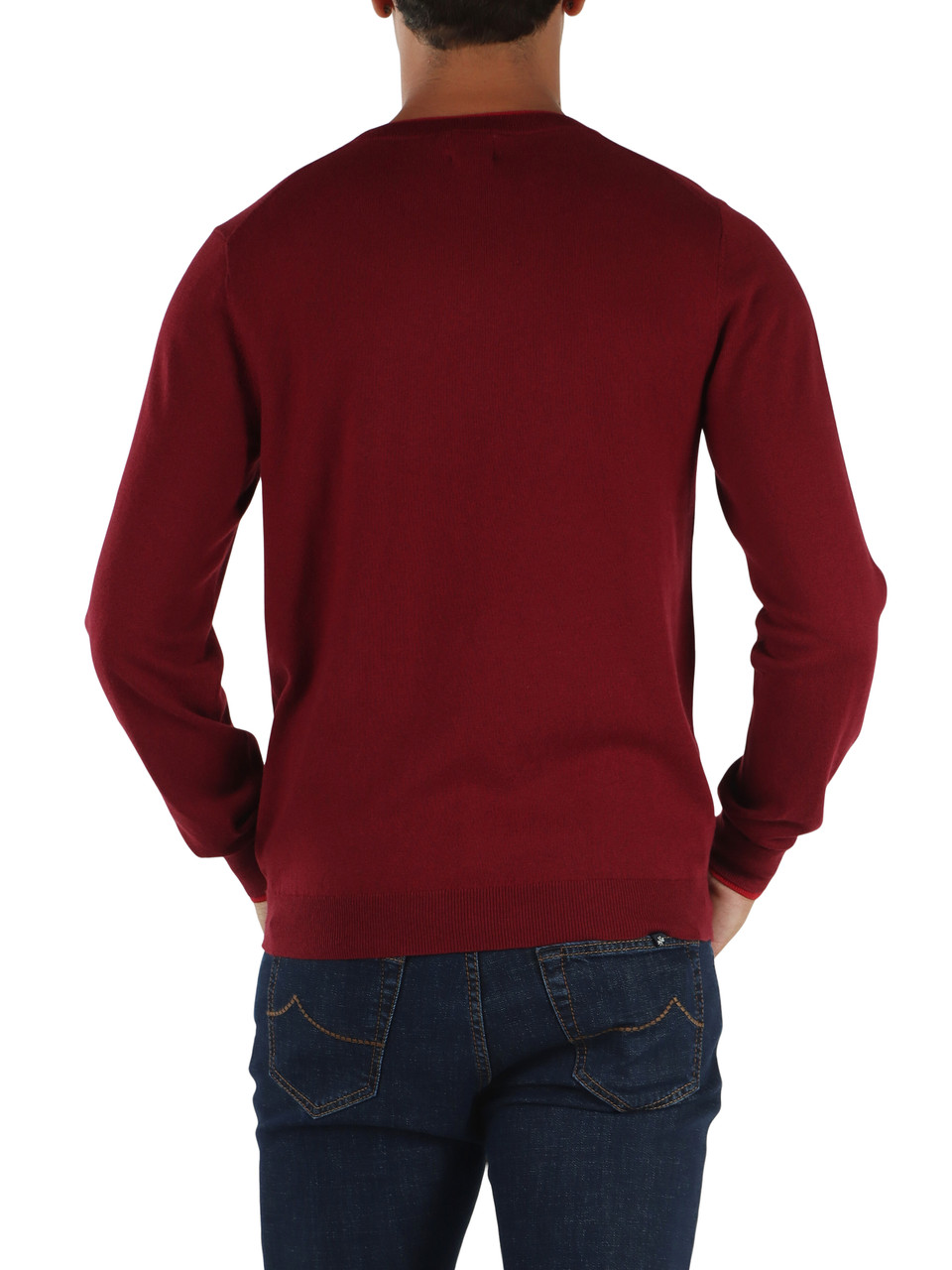 BORDEAUX | Maglia girocollo in lana merino e cotone
