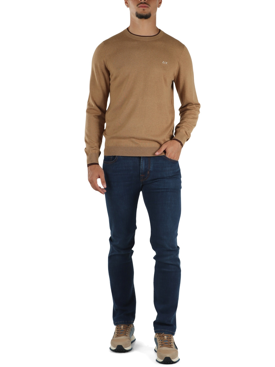 CAMMELLO | Maglia girocollo in lana merino e cotone