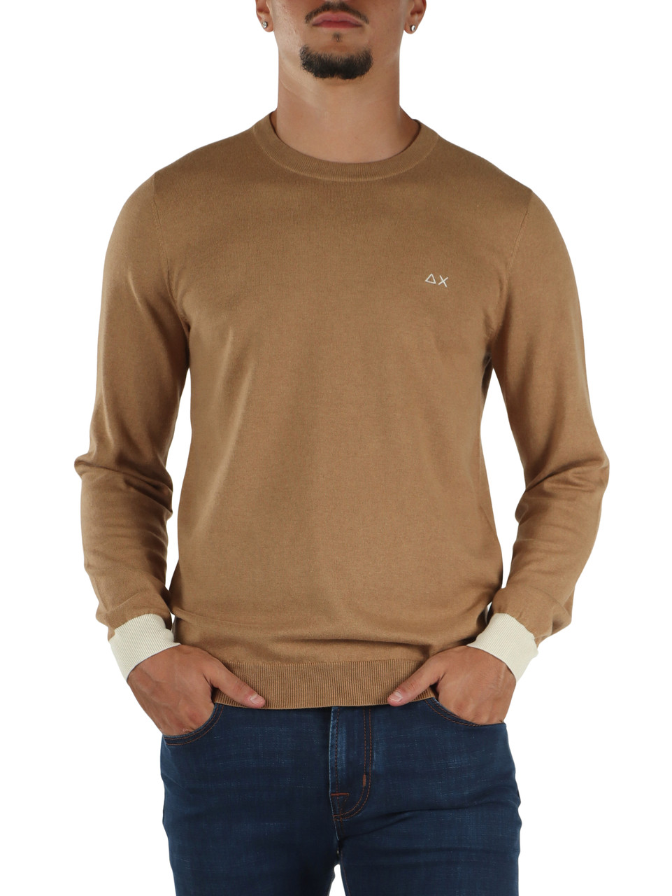 CAMMELLO | Maglia in lana merino e cotone con inserti a contrasto