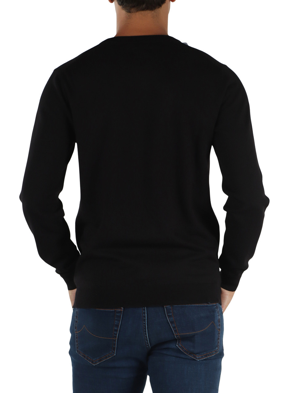 NERO | Maglia girocollo in lana merino e cotone