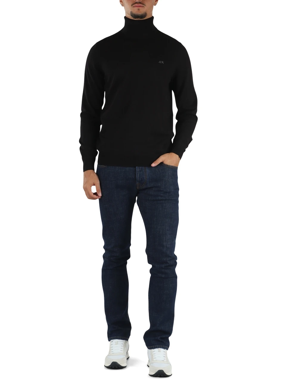 NERO | Maglia collo alto in lana merino e cotone