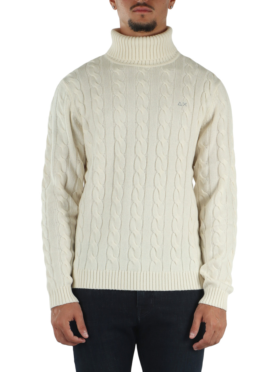 PANNA | Maglia collo alto a trecce in misto lana merino e cashmere