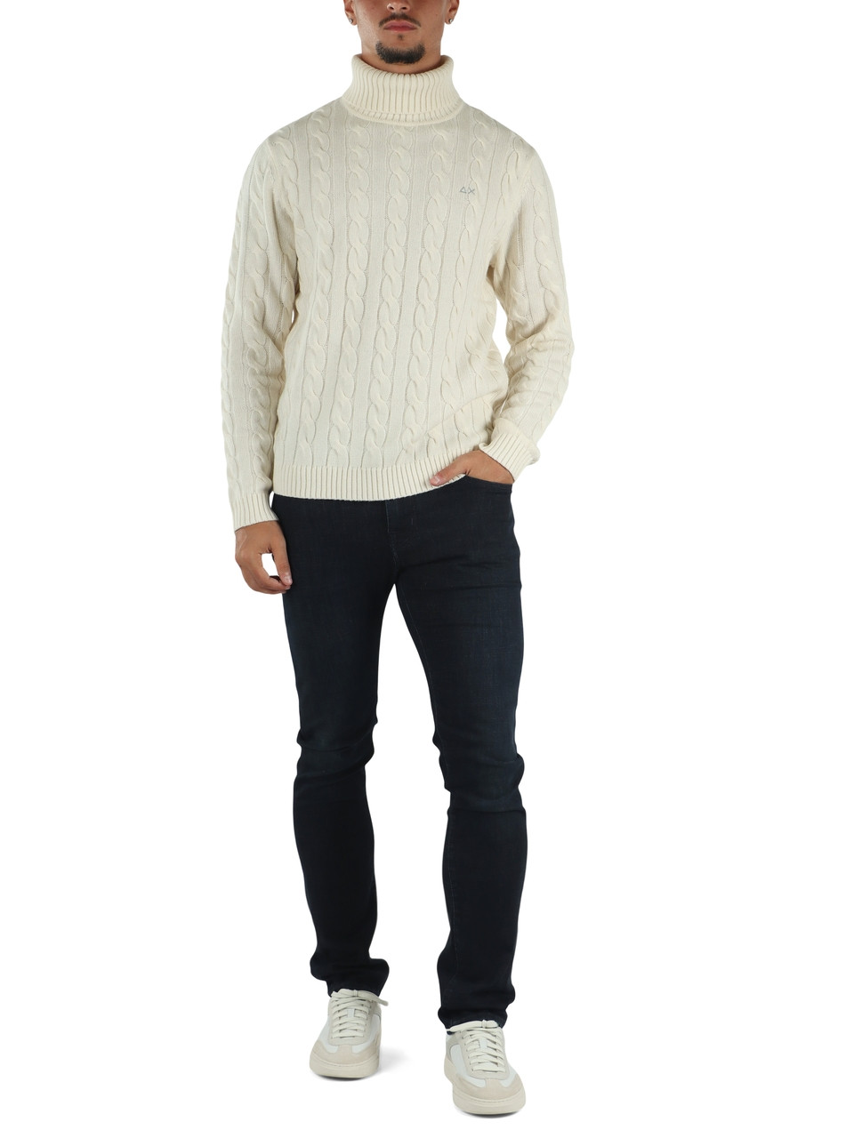 PANNA | Maglia collo alto a trecce in misto lana merino e cashmere