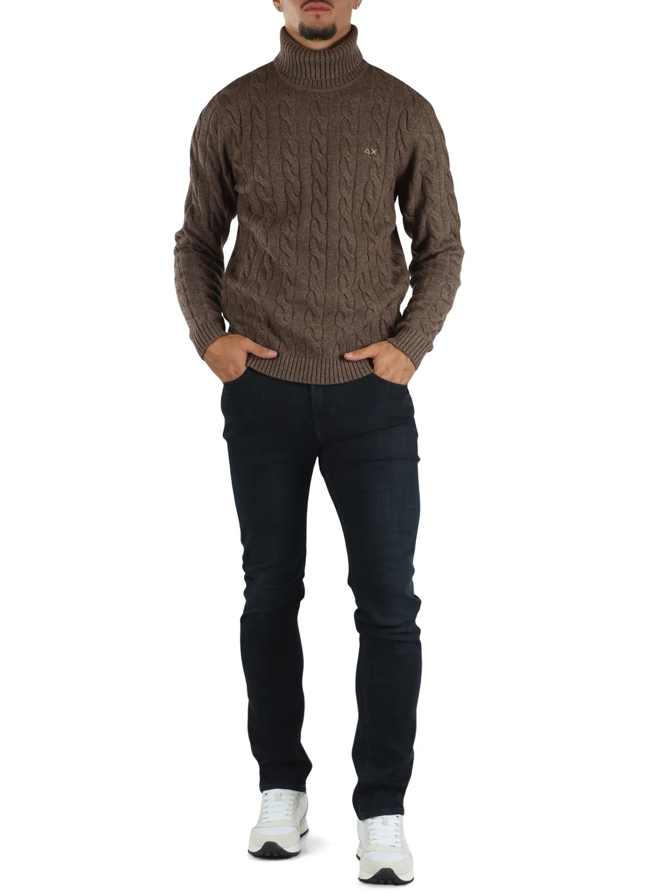 TORTORA | Maglia collo alto a trecce in misto lana merino e cashmere