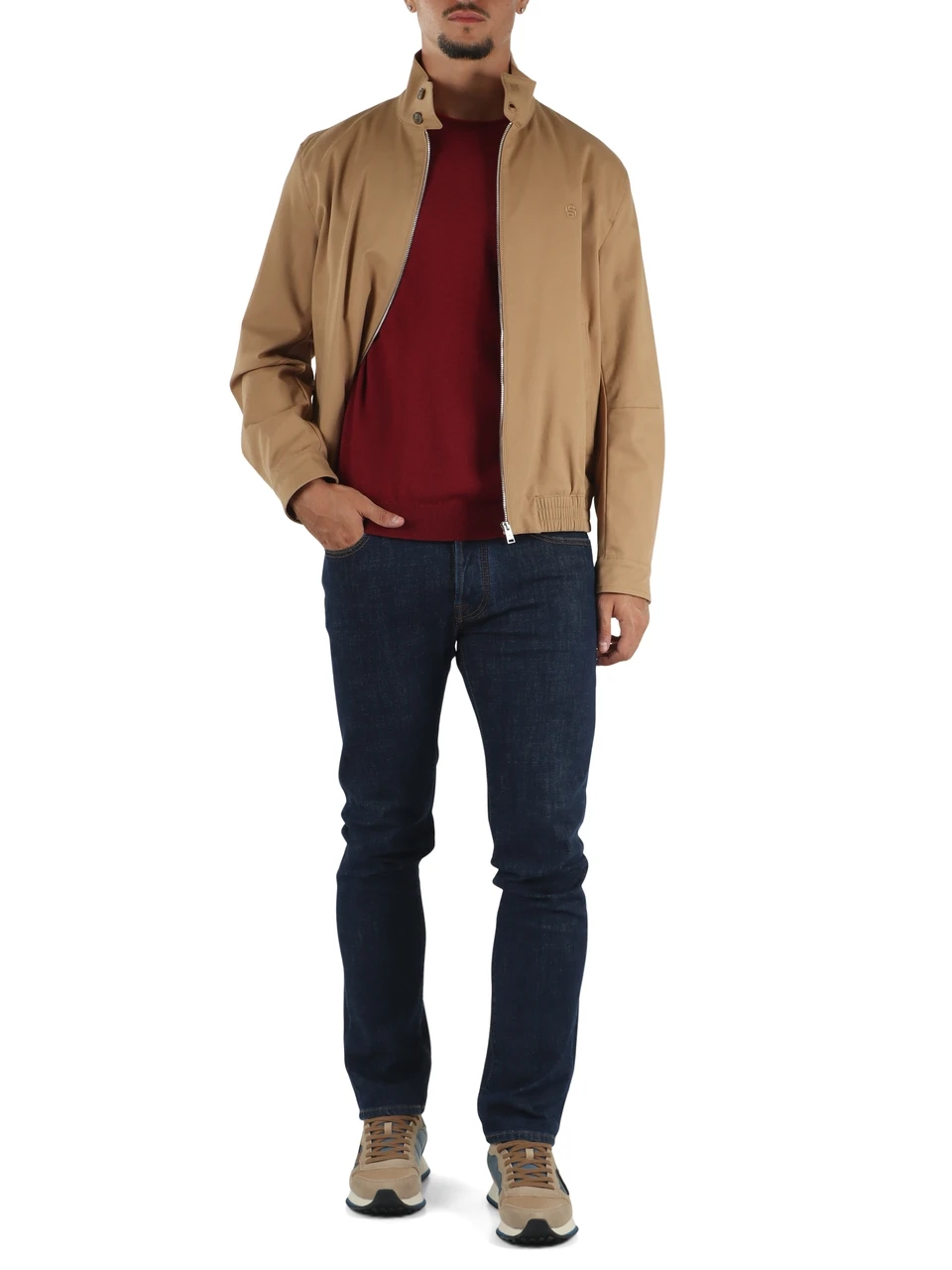 BEIGE | Giacca in cotone con ricamo logo