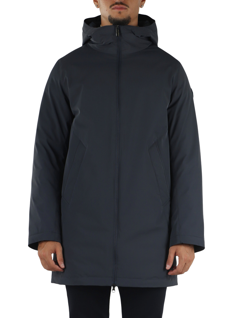 BLU SCURO | Piumino tre quarti in tessuto stretch impermeabile DURABILITY
