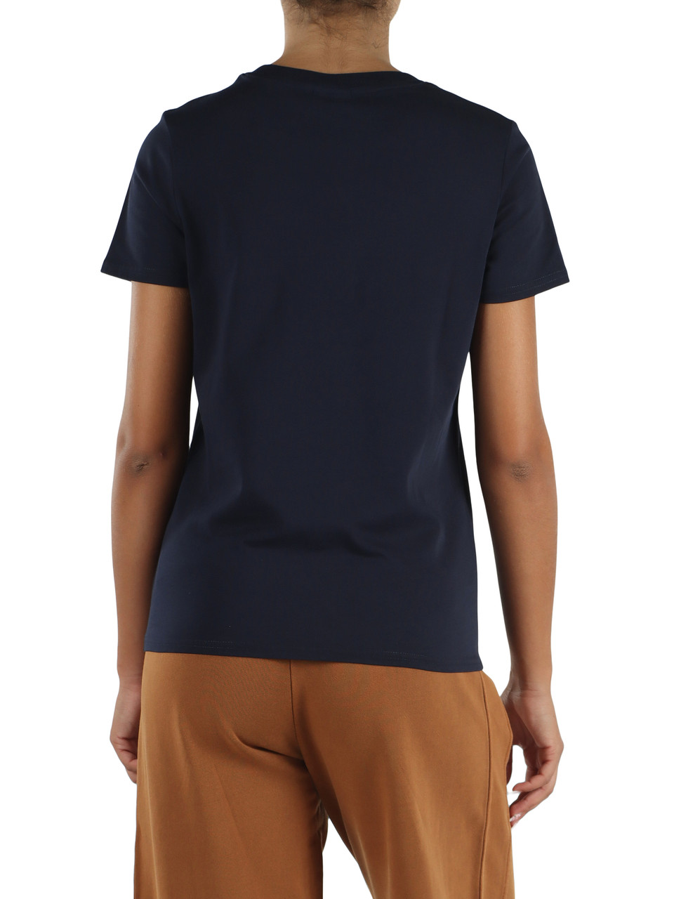 BLU SCURO | T-shirt in cotone con logo glitterato