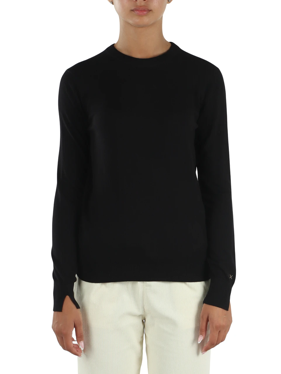 NERO | Maglia girocollo in lana merino e cotone