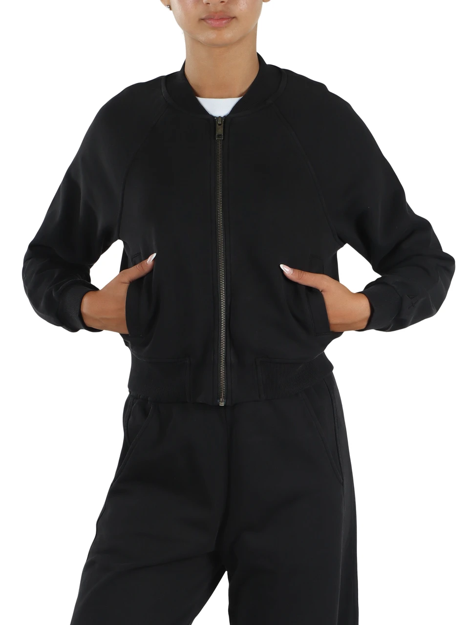 NERO | Felpa con zip in cotone garzato