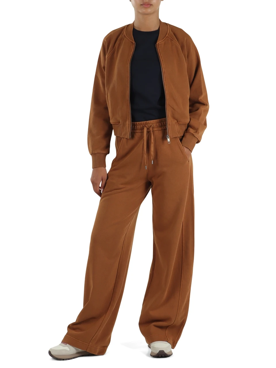 MARRONE CHIARO | Pantaloni sportivi balloon in cotone garzato