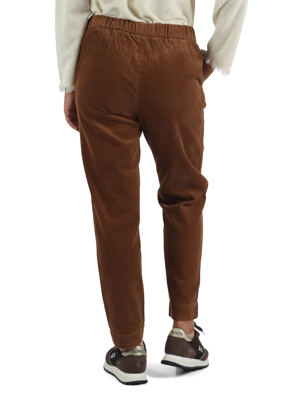 MARRONE | Pantaloni con coulisse in velluto a costine