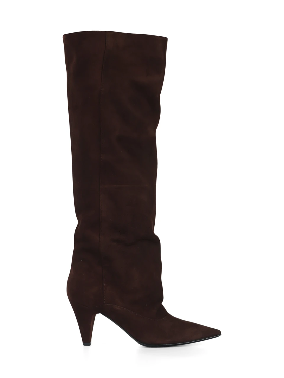 MARRONE | Stivali in suede con tacco a cono