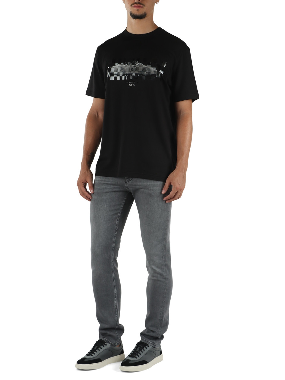 SCHWARZ | PORSCHE X BOSS: T-Shirt aus Lyocell und Baumwolle