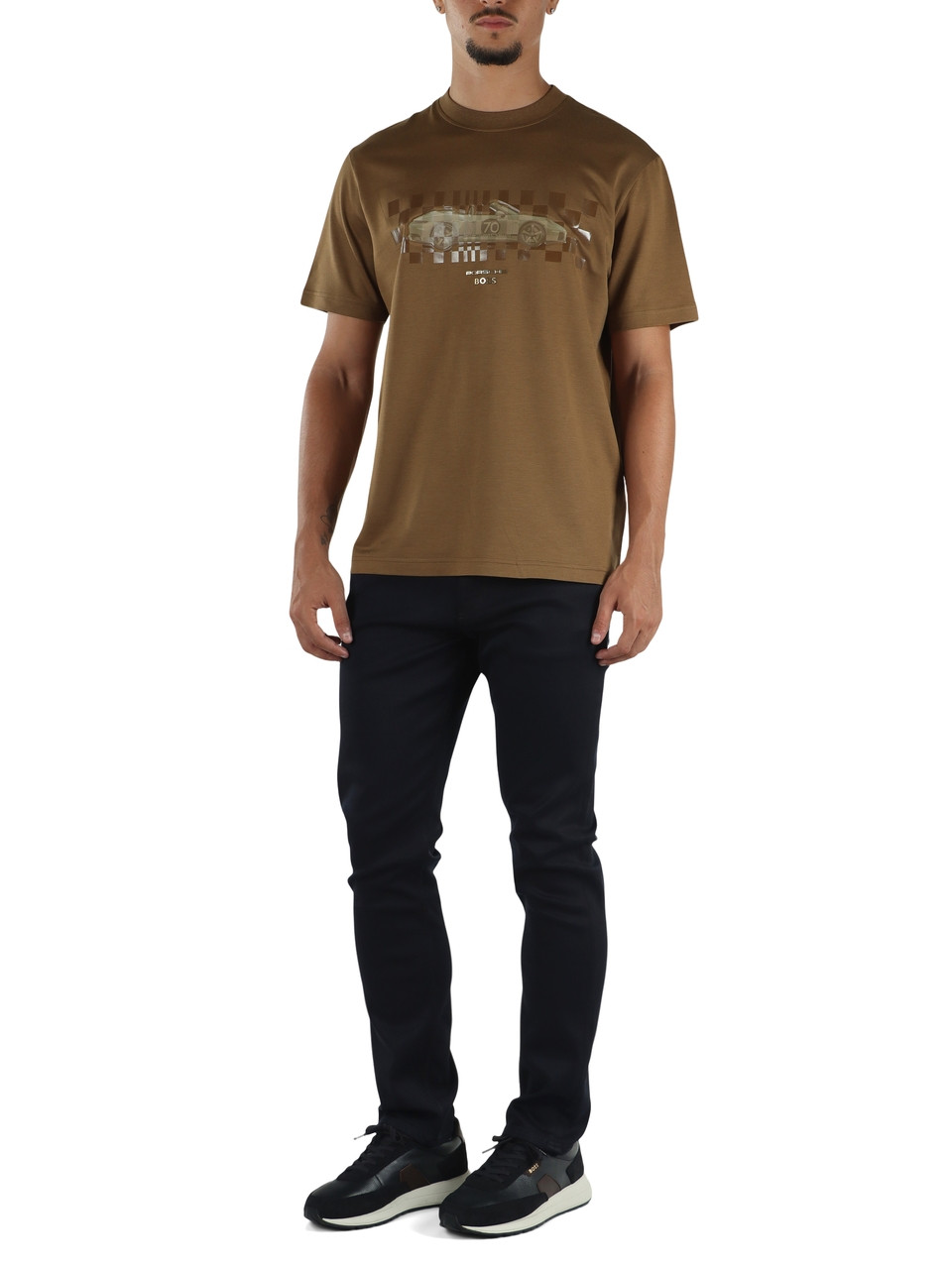 KAKI | PORSCHE X BOSS: T-shirt in lyocell e cotone