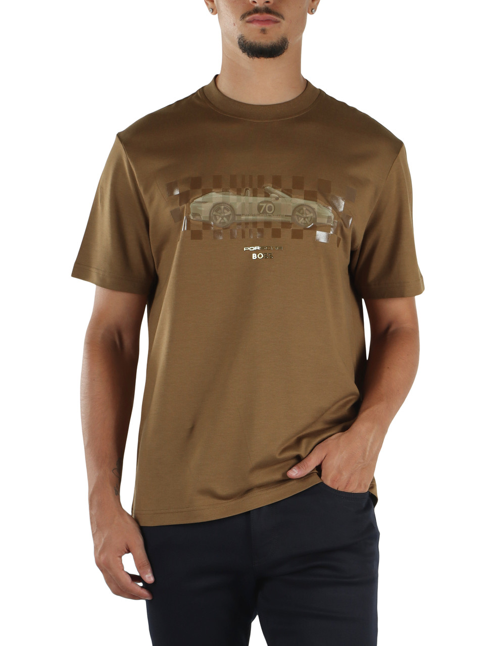KAKI | PORSCHE X BOSS: T-shirt in lyocell e cotone