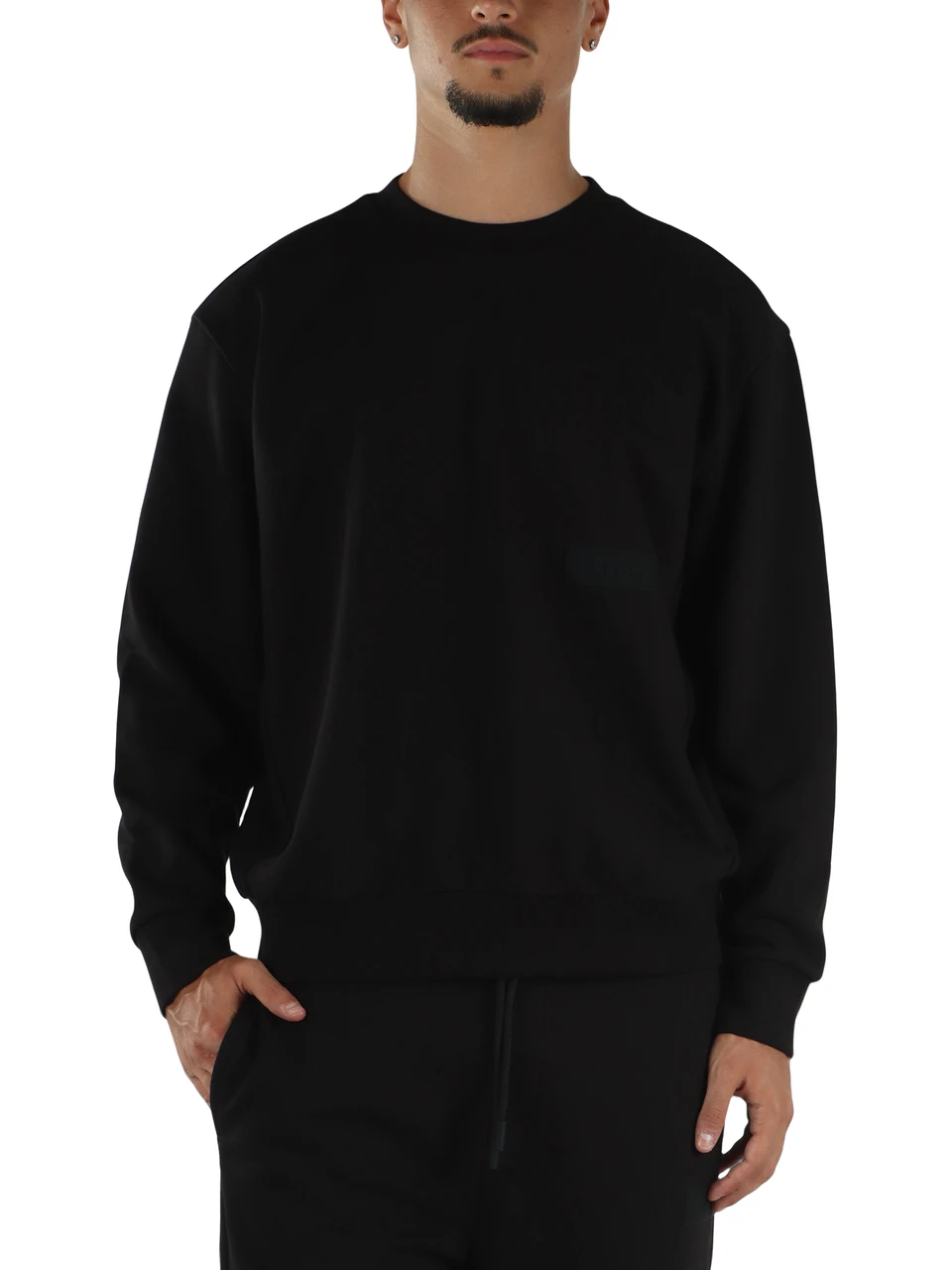 NERO | Felpa girocollo in misto cotone