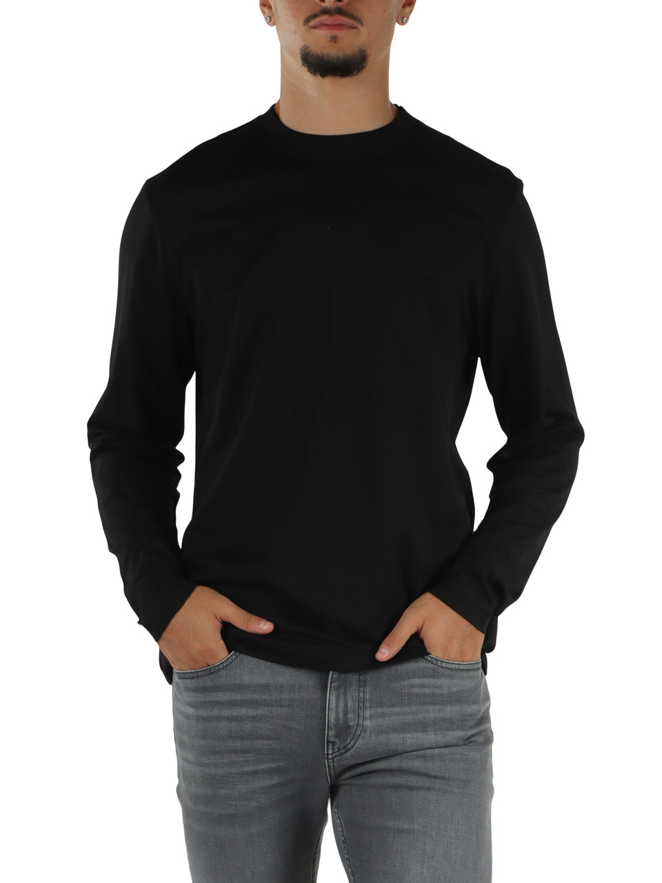 SCHWARZ | Langarmshirt aus Lyocell und Baumwolle