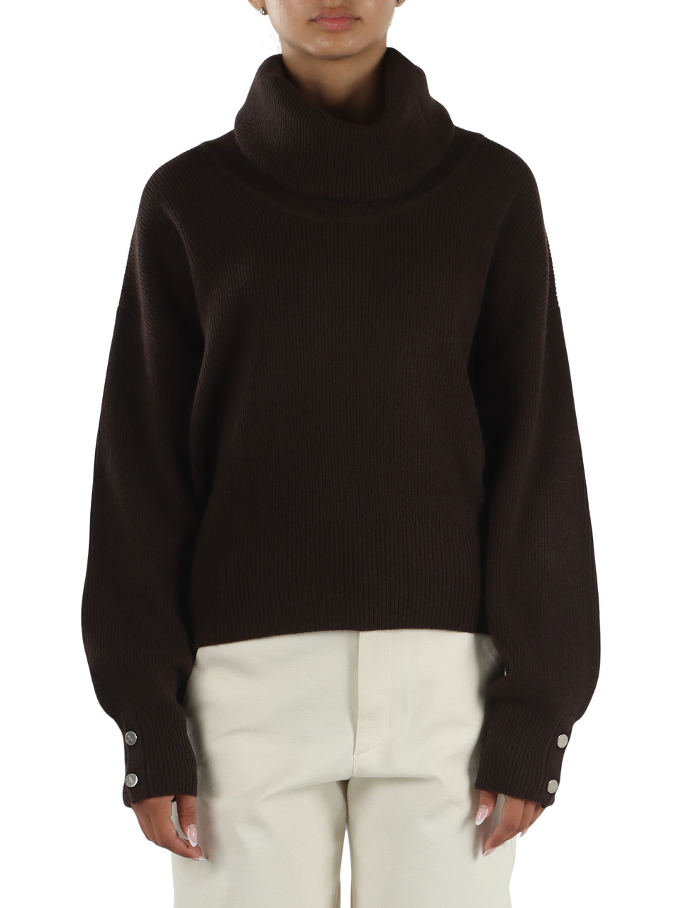 MARRONE | Maglia maxi collo in lana
