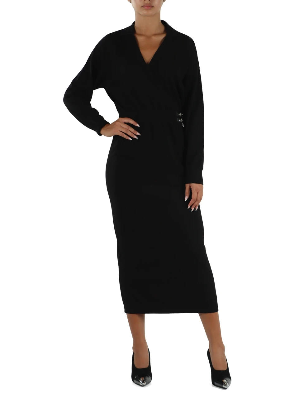 NERO | Abito midi in misto viscosa, lana e cashmere