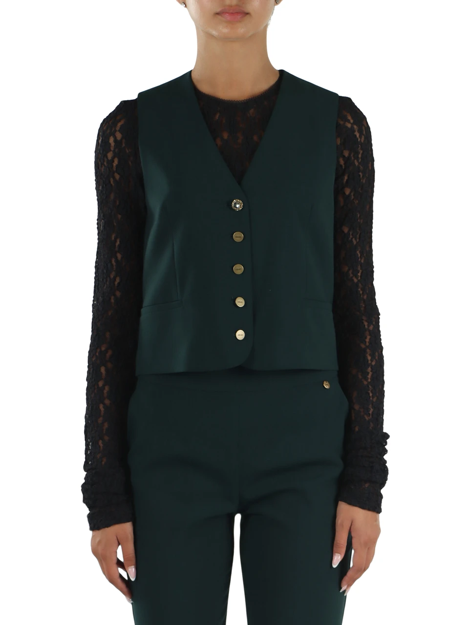 VERDE SCURO | Gilet in misto viscosa