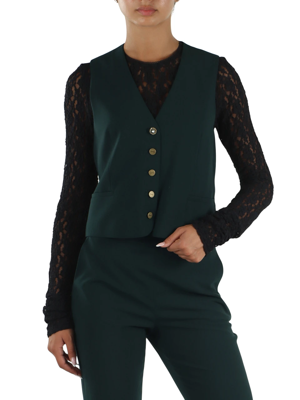 VERDE SCURO | Gilet in misto viscosa