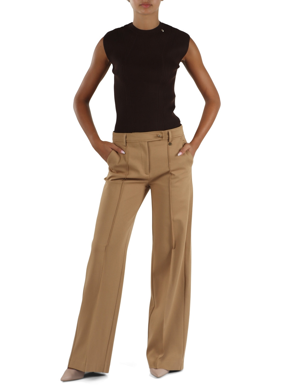 CAMMELLO | Pantalone taglio dritto in misto viscosa