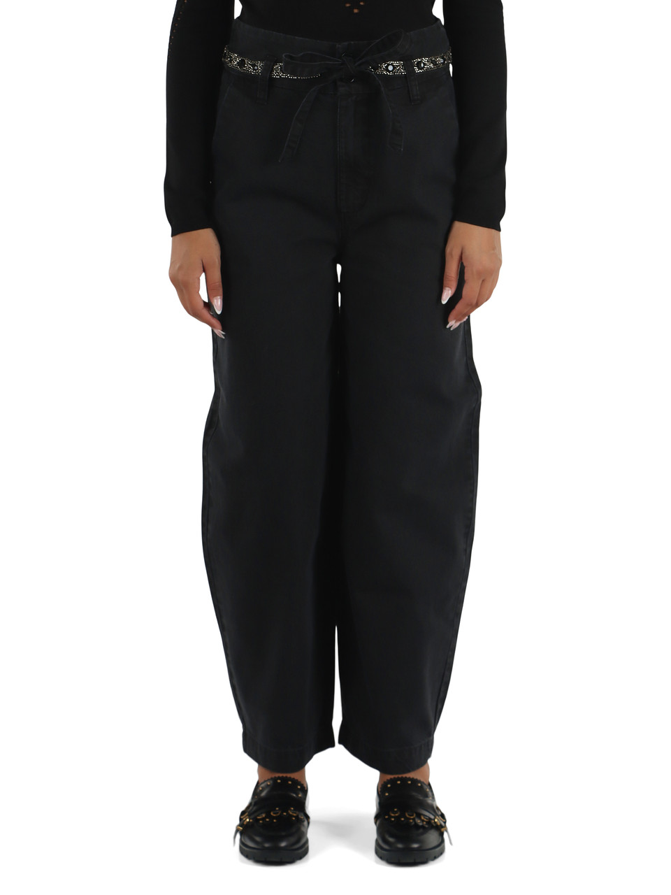NERO | Pantalone jeans balloon con cintura
