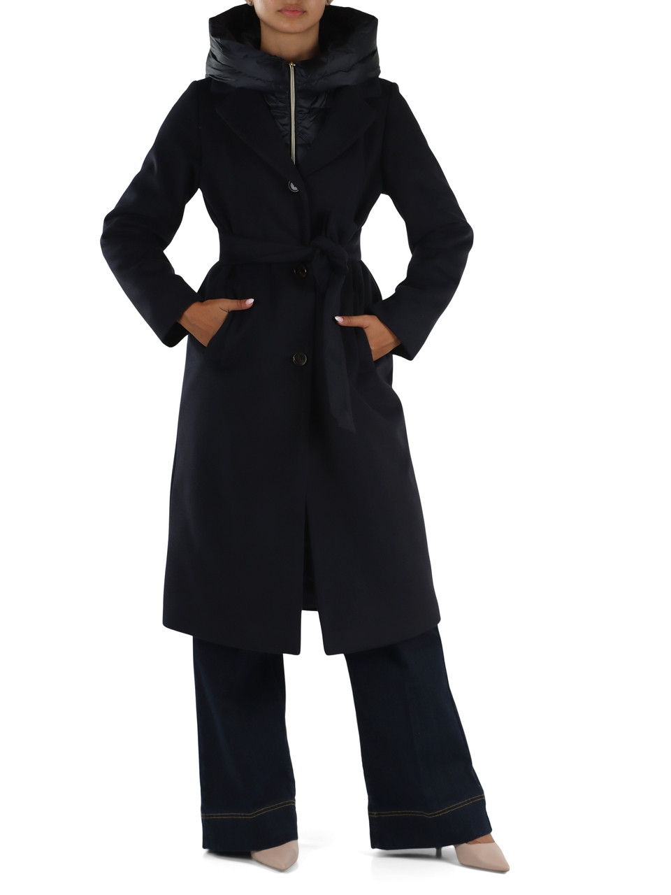 BLU SCURO | Cappotto imbottito in panno soft DESIDERIO