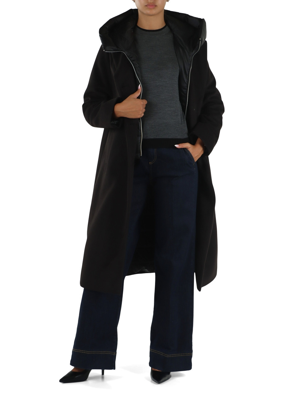 NERO | Cappotto imbottito in panno soft DESIDERIO