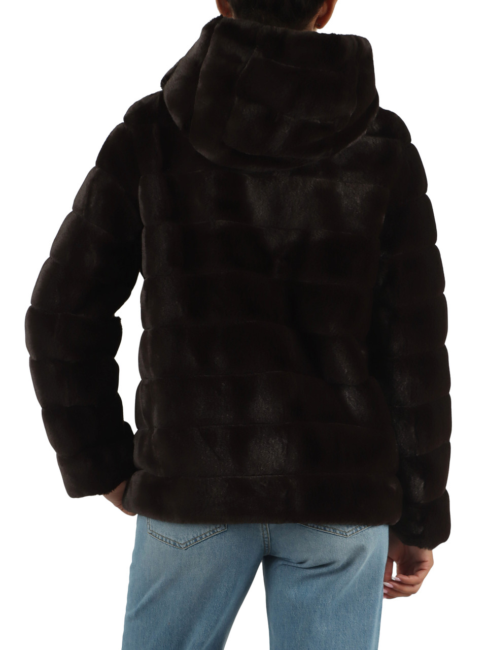 MARRONE | Ecopelliccia con cappuccio PEDALE