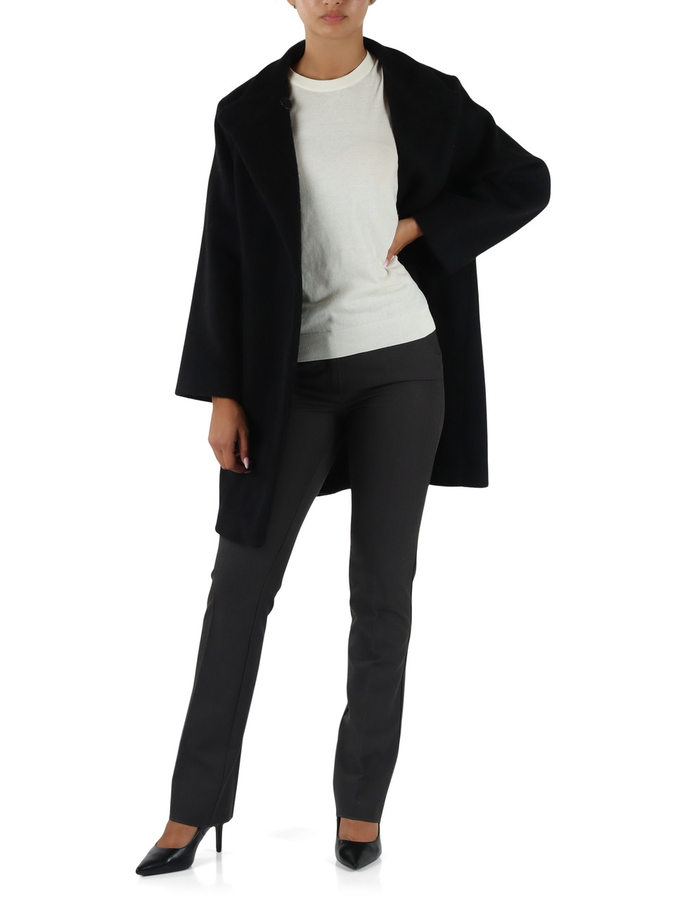 GRIGIO SCURO | Pantalone a sigaretta in misto viscosa STEPPA