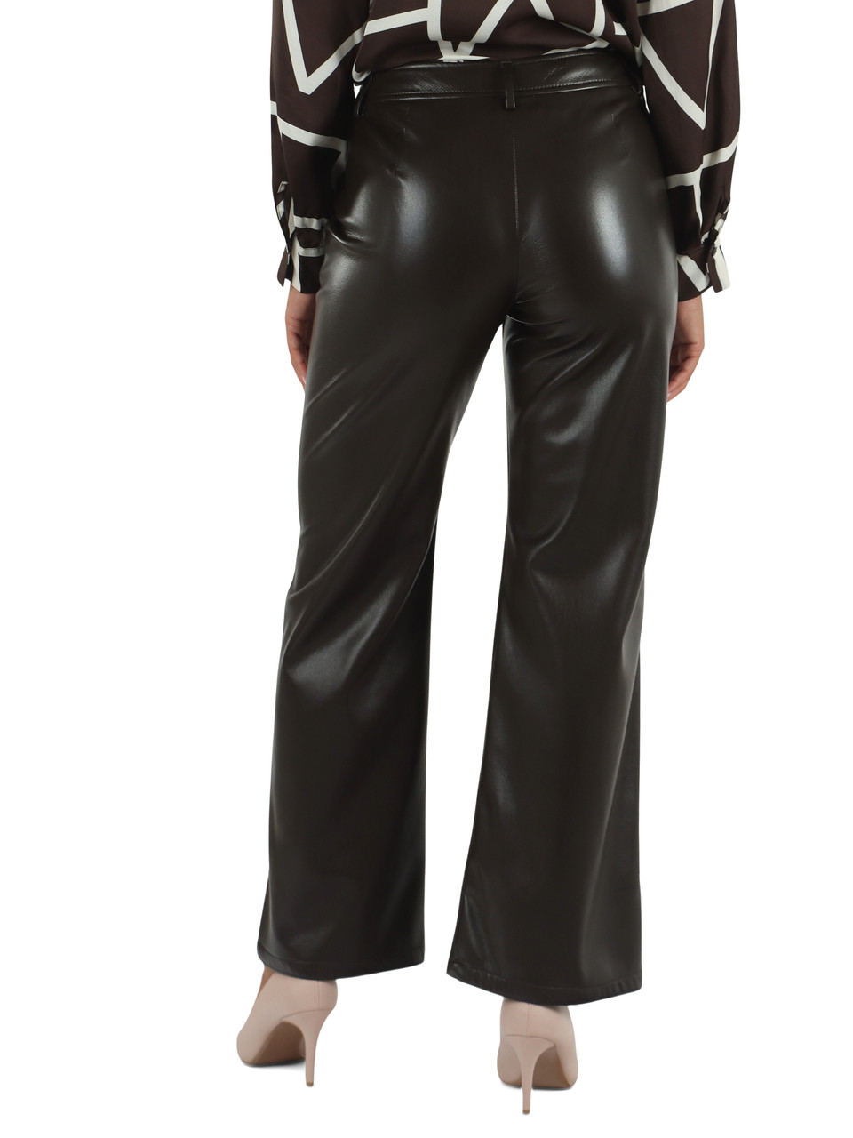 MARRONE | Pantalone effetto pelle ARGENTO