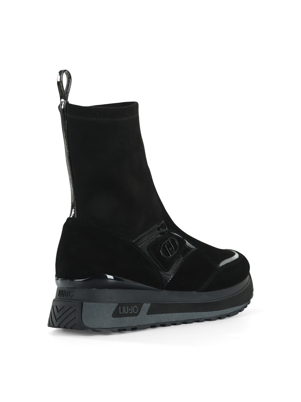 NERO | Socks sneakers slip on in pelle e tessuto LIU JO MAXI WONDER 104