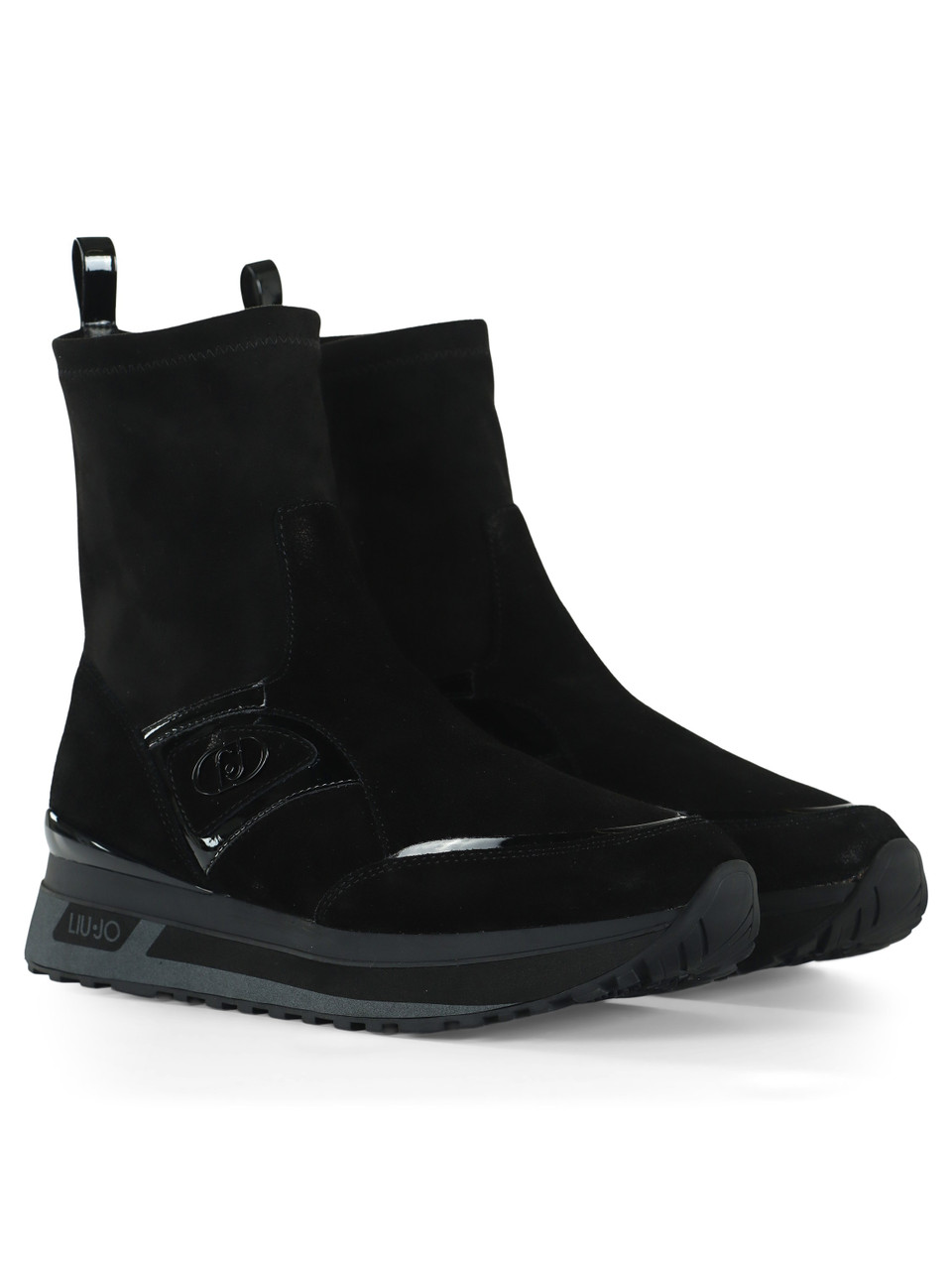 NERO | Socks sneakers slip on in pelle e tessuto LIU JO MAXI WONDER 104