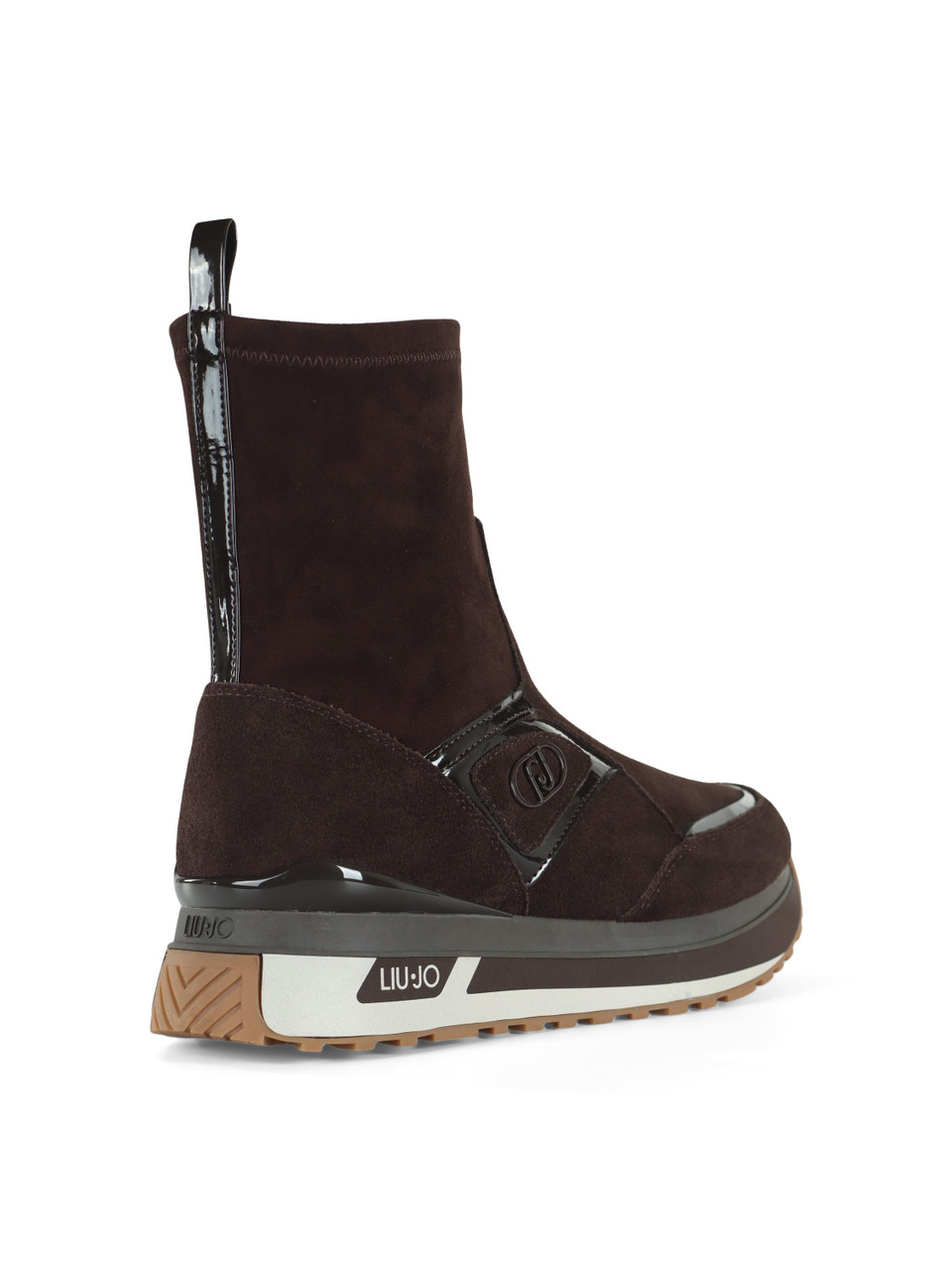 MARRONE | Socks sneakers slip on in pelle e tessuto LIU JO MAXI WONDER 104
