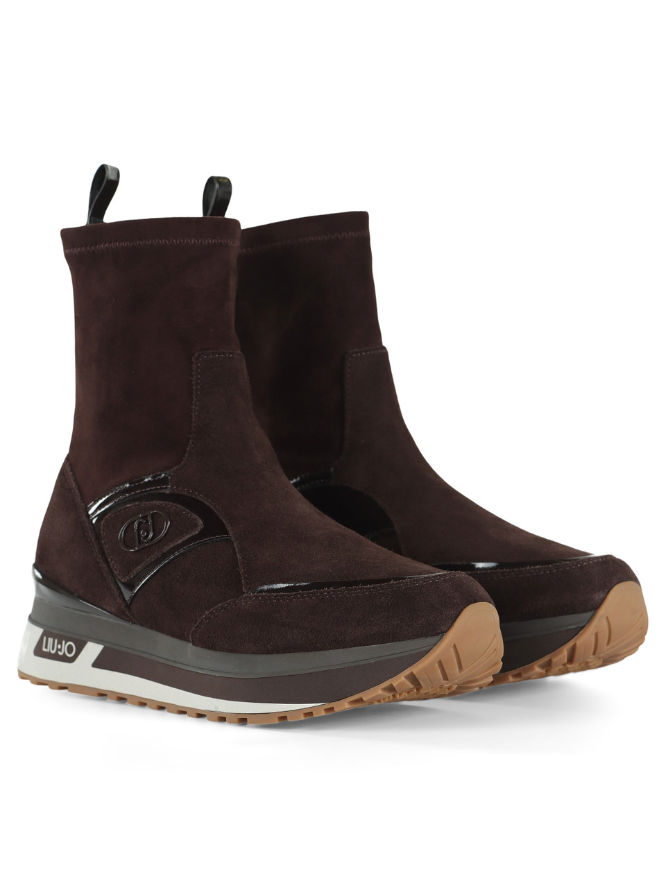 MARRONE | Socks sneakers slip on in pelle e tessuto LIU JO MAXI WONDER 104