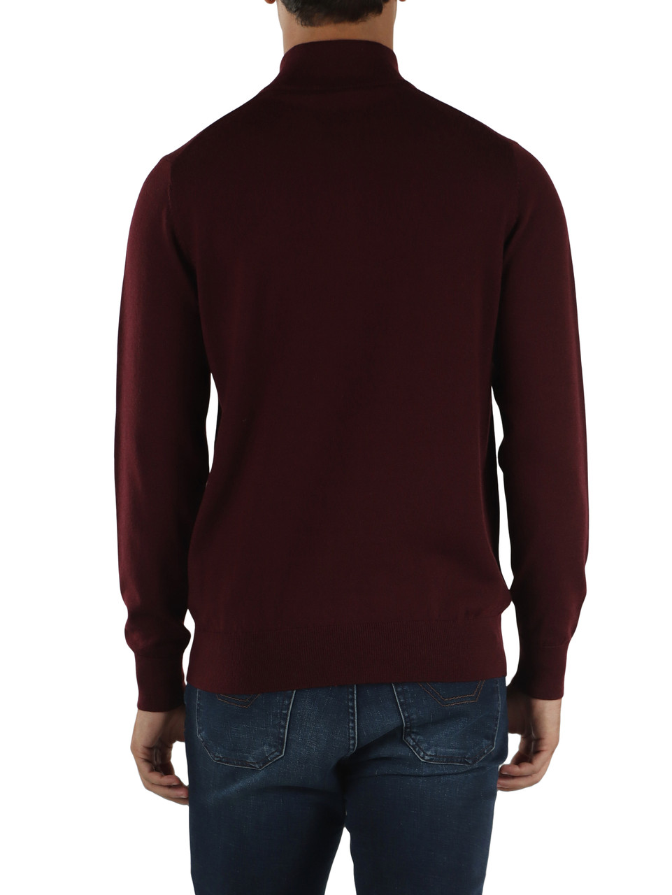 BORDEAUX | Maglia collo a zip in lana merino extrafine