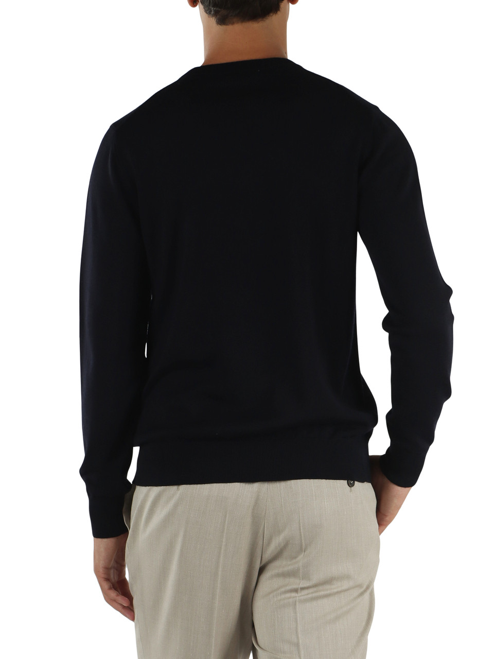 BLU SCURO | Maglia girocollo in lana merino extrafine