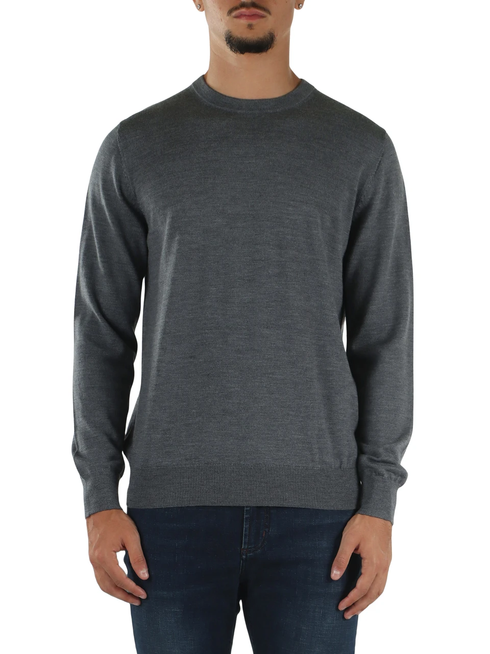 GRIGIO | Maglia girocollo in lana merino extrafine
