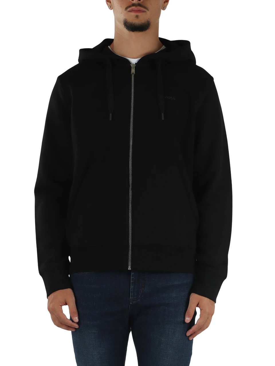NERO | Felpa con zip e cappuccio in cotone