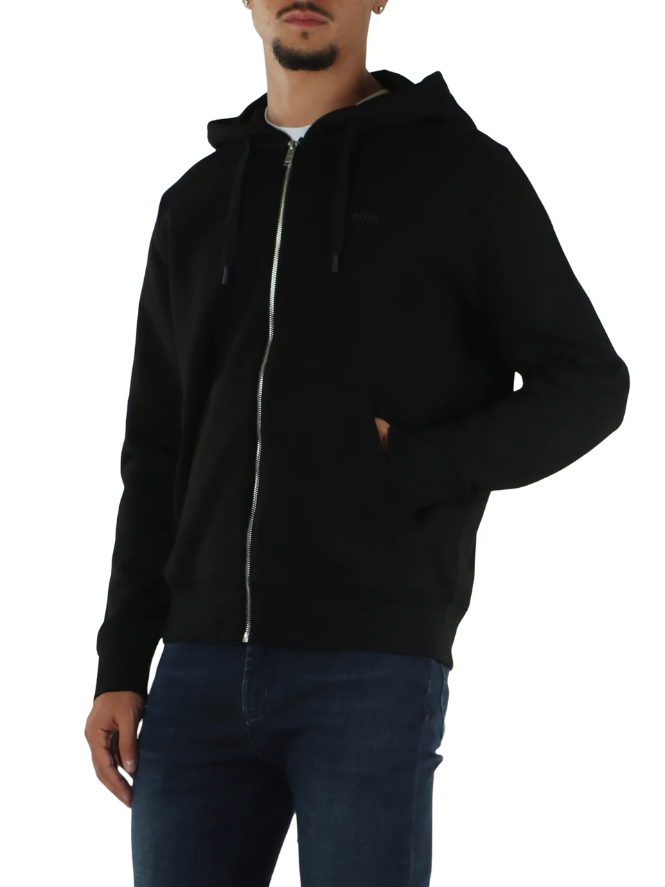 NERO | Felpa con zip e cappuccio in cotone