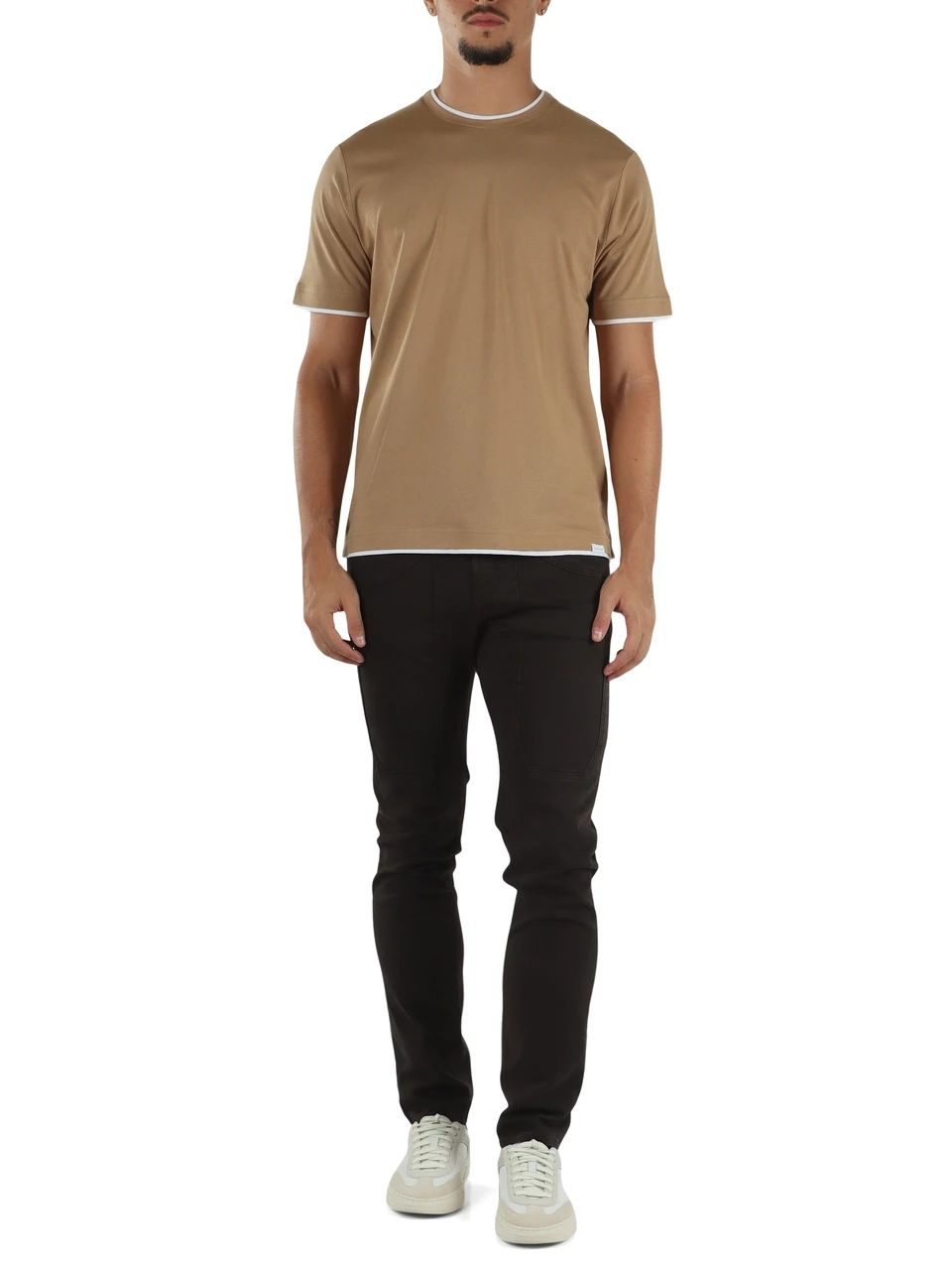 MARRONE | Pantalone cinque tasche in cotone stretch JOHN slim fit