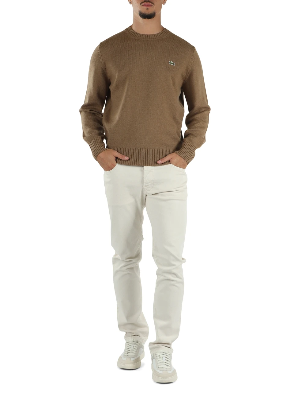MARRONE CHIARO | Maglia girocollo in lana Classic Fit