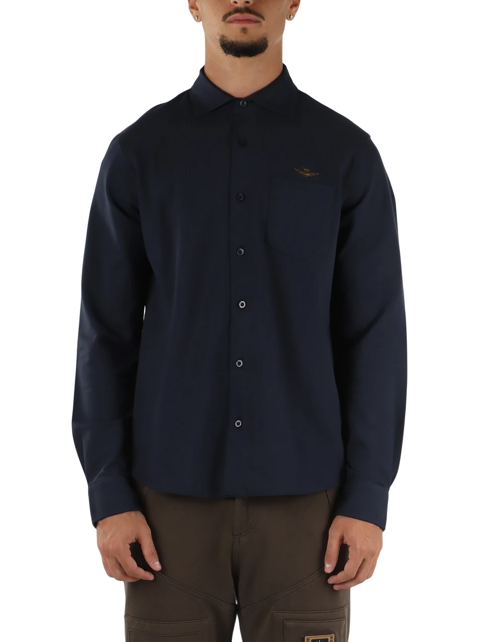 Dunkelblau | Regular Fit Hemd aus Baumwolljersey